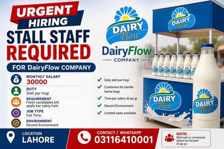 Stall Staff Required For Mitha Doodh Bottles