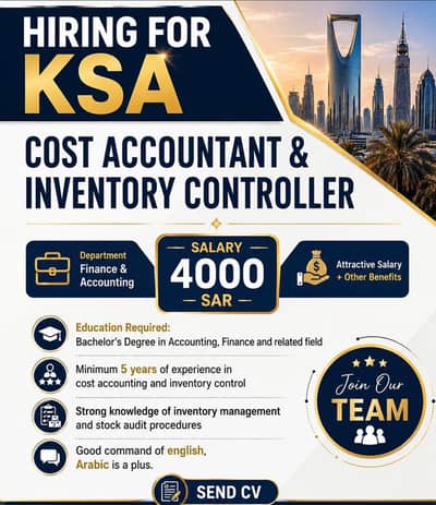 Accounts, Inventory controlle  Saudia03063890512 whatss