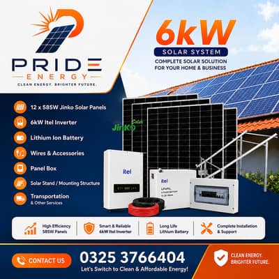 6kW Solar System | Jinko Solar Panels + Itel Inverter + Lithium Batter