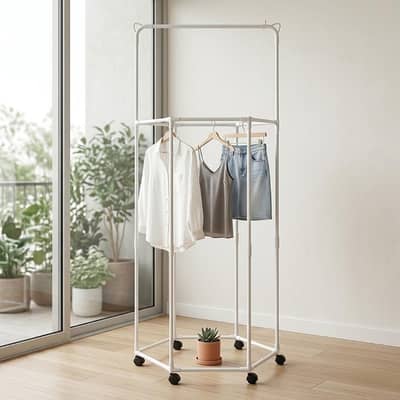 Portable Garment Rack Stand with wheels Parcel Check Before Pay