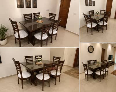 6 seater dining table/UV top table/restaurant dining set/cafe chairs