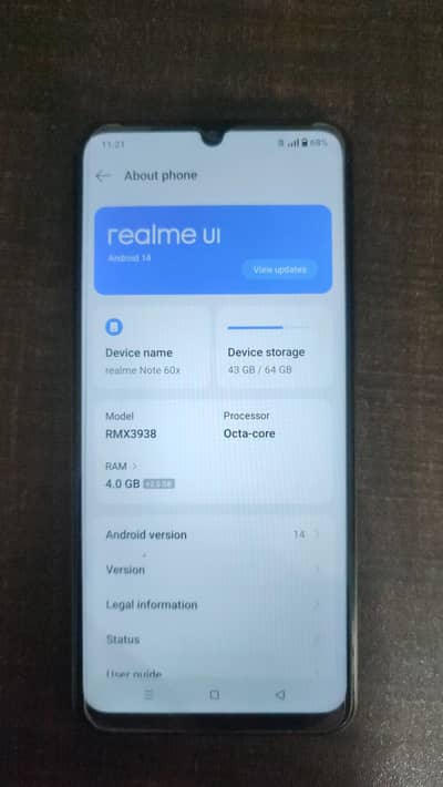 Realme Note 60x condition 10/10 for sale almost new