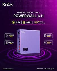 Knox Power Wall 6.11 - 51.2V 100AH IP20 Lithium-Ion Battery – 5.12kWh