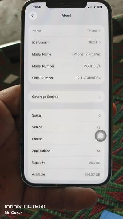 iphone 12 pro max  PTA 256. water pack . .