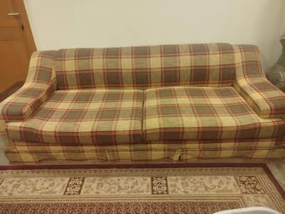 Premium 6-Seater Plaid Sofa Set (3+2+1) in Excellent Condition