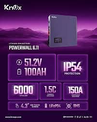 Knox Powerwall 1.5C IP54 Lithium Battery 51.2V 100AH