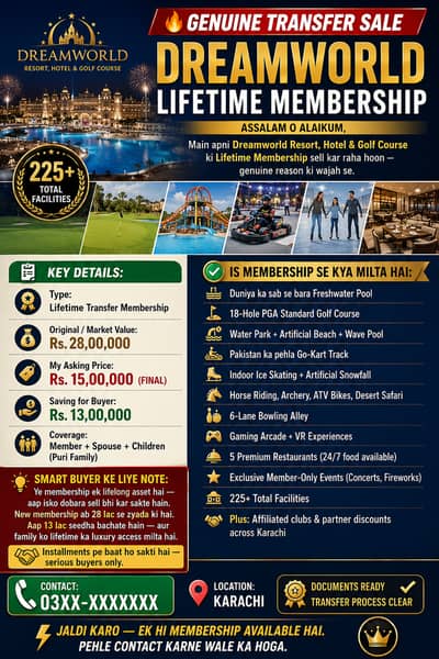 Dreamworld Lifetime Membership | 28 Lac ki — Sirf 15 Lac | Best Deal