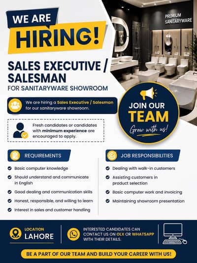 Sales Executive / Salesman Required for Sanitaryware Showroom
