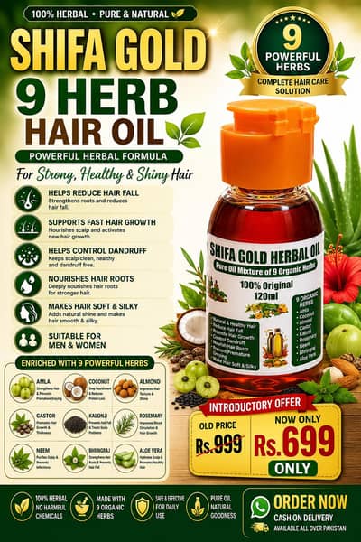 Shifa Gold Herbal Hair Oil – Hair Fall, Dandruff & Headache Relief