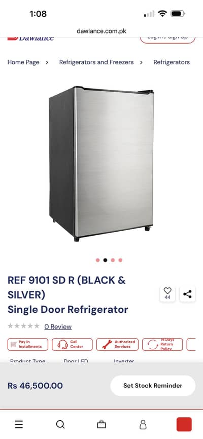 Single door fridge (DSD 4890 Silver) unused