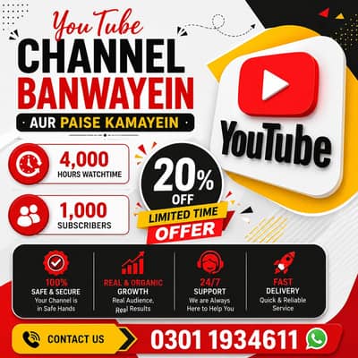 YouTube Monetization Service | Complete 1K Subscribers  + 4K Hours