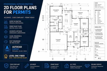  Professional AutoCAD Drafting & 2D Floor Plan Service