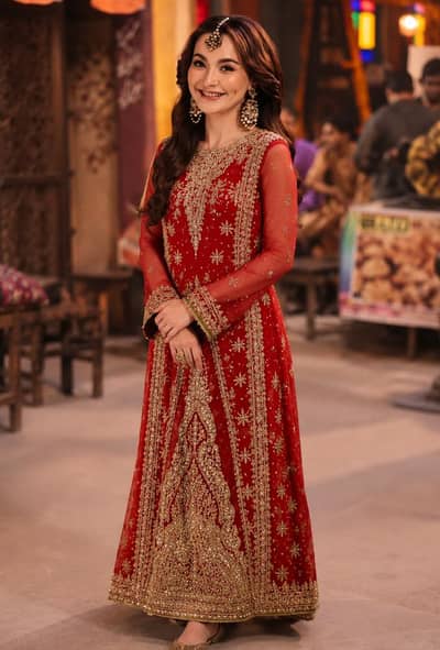Luxury Unstitched Red Embroidered Dress for Sale
