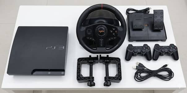 Complete Gaming Setup – PS3 Slim + PXN Racing Wheel & Pedals Bundle