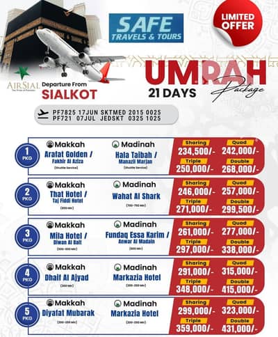 Best 21 Days Umrah Package from Sialkot