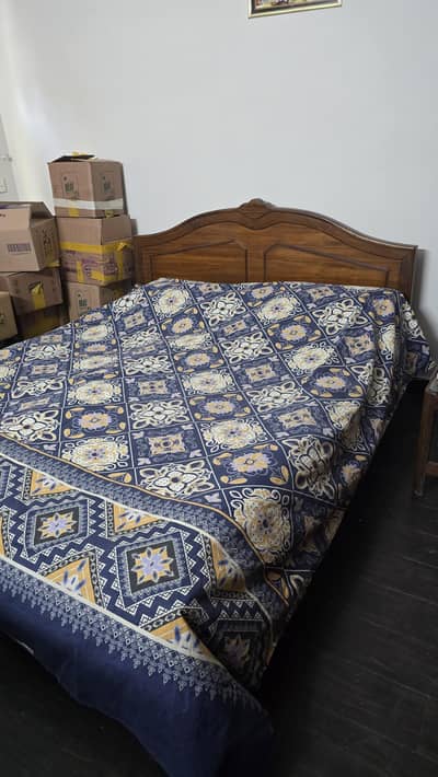 wooden double bed + washing machine + spinning machine