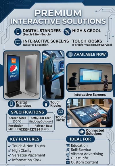 Stands Digital Standees, Interactive Screens & Touch Kiosks Available