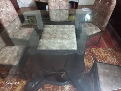 5 wooden chairs with dining table - 13mm sheesha