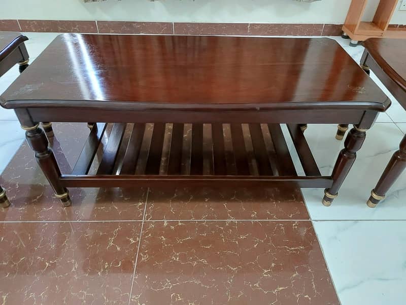 Centre Table Set – Solid Dark Sheesham Wood 1