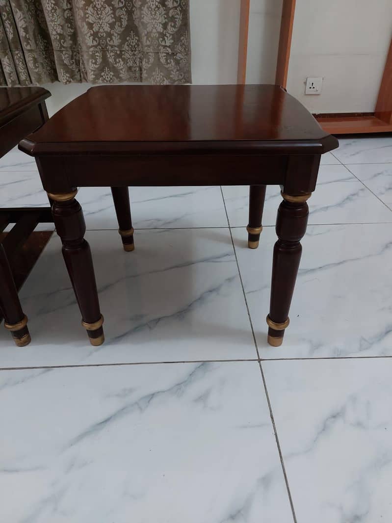 Centre Table Set – Solid Dark Sheesham Wood 3