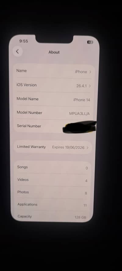 Iphone 14 jv 128 gb 100% original battery health in warranty piece h