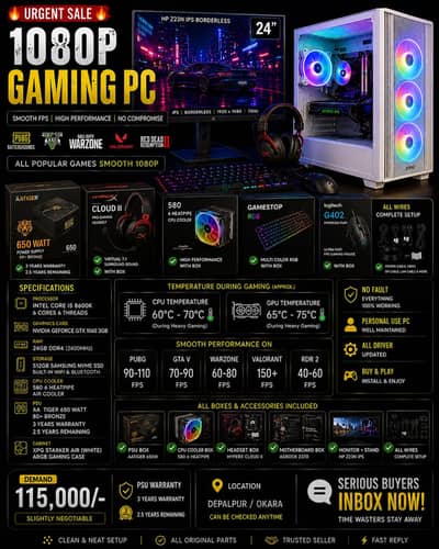 Full Gaming PC Setup i5 8th Gen GTX 1060 24GB RAM