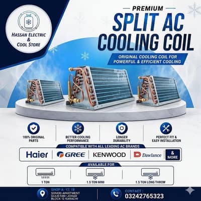 Split AC Cooling Coil | Haier Gree Kenwood Dawlance | 1 Ton / 1.5 Ton