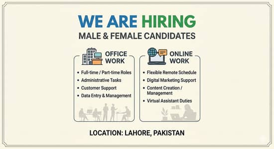 We are hiring male and female for work