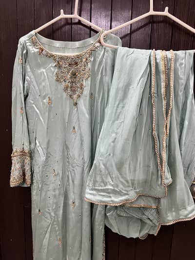 Sea blue hand embroidered wedding formal worn twice