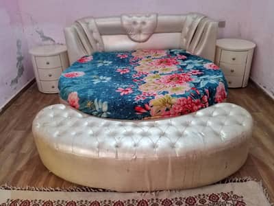 Bed with mattress sides table and cupboard for sale