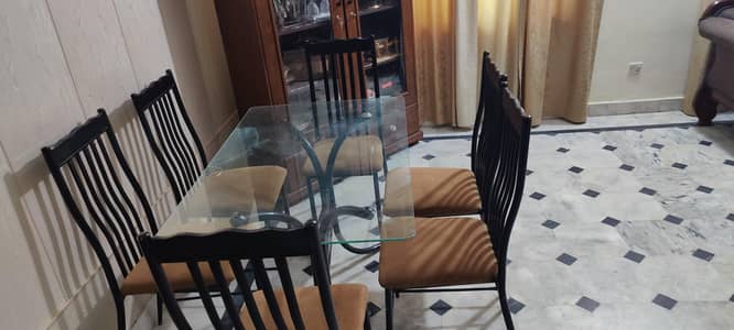 rod iron dinning table with 6 chairs