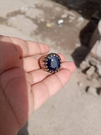 kashmir neelam 10 gram chandi ring