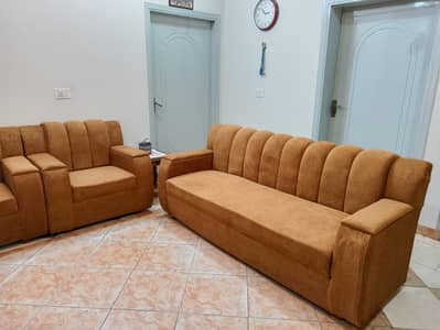 Luxurious 7-Seater Minimalist Brown Sofa Set