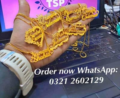 gold plated name necklace rings bracelet coatpin cufflinks