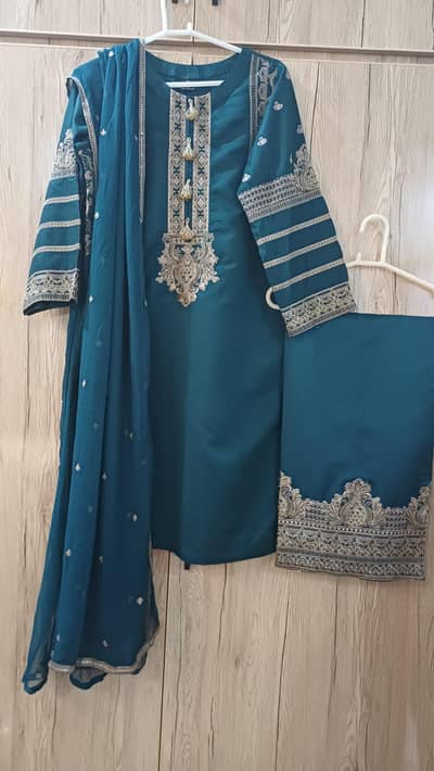 3 piece Raw silk Branded Dress