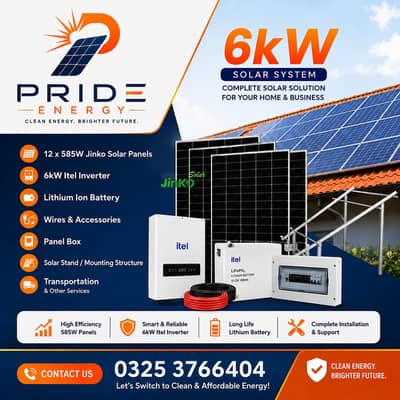6kW Solar System Complete Setup – Panels + Inverter + Lithium Ion