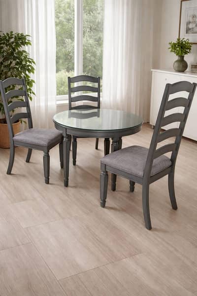 Round Dining Table Set with Glass Top