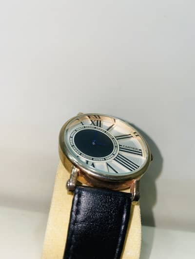 Classic Cartier Design Watch | Black Leather Strap | Formal Wear Watch