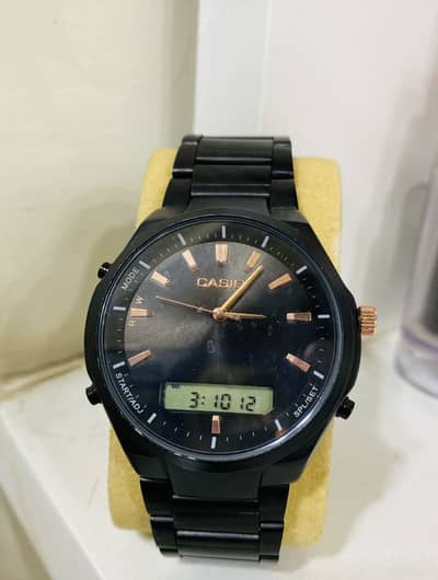 Casio Black & Rose Gold Analog-Digital Watch Water Resistant