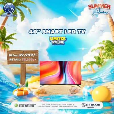 40" Smart LED TV - Brand New Summer Offer (Bin Bakar)