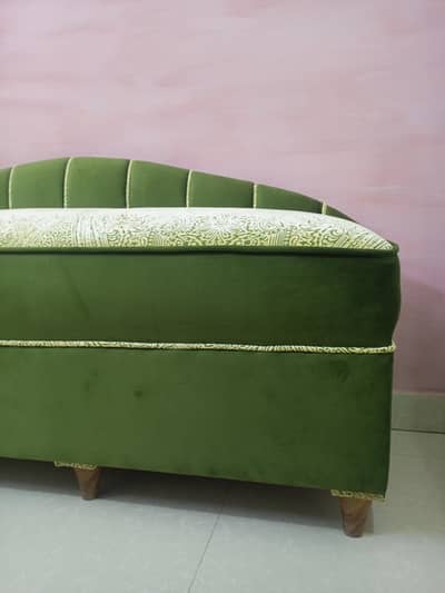 Olive Green With Cream Velvet (Flex Foam With Spring)