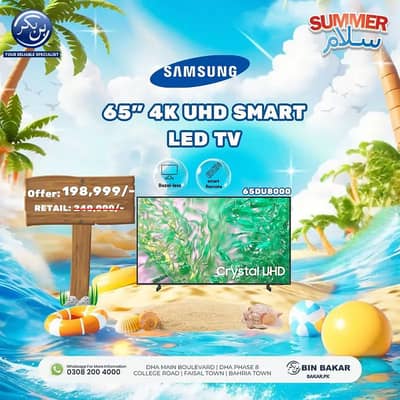 Samsung 65" 4K UHD Smart LED TV (65DU8000) - Brand New Summer Offer