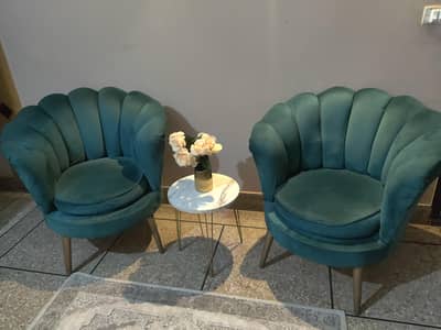 Velvet Coffee Chairs with Premium Table