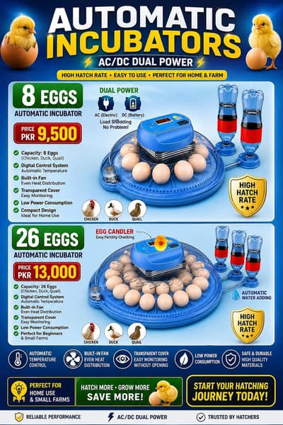 Automatic egg incubator machine | 8 eggs | 26 eggs
