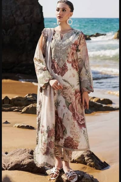 LAWAN 3P Embroidered Floral Gown Set for Women