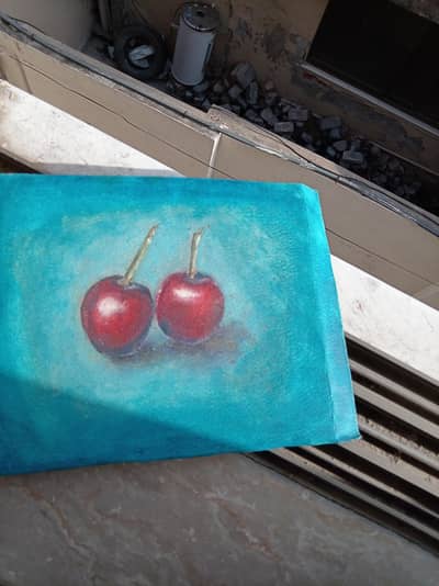 Natural simple cherries Oil painting