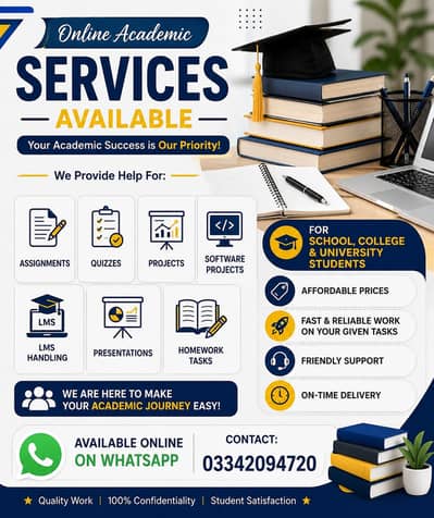 online academic services l assignments,projects,Quizzes,LMS handling