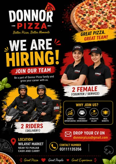   WE ARE HIRING AT DONNOR PIZZA!    Join the Donnor Pizza