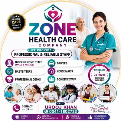 House maids,Baby Sitter,Chef,Driver,Patient care. All Nursing staff