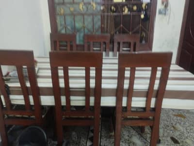 chinyoti dinning table with 6 chairs for sale